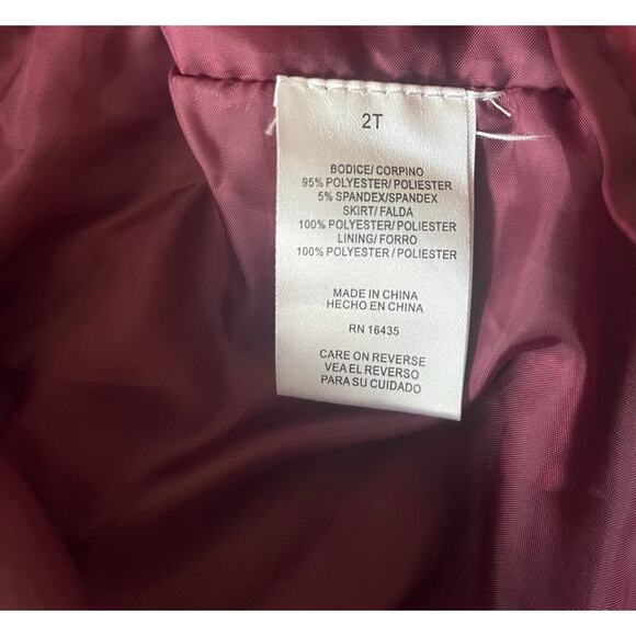 Rare Editions Velvet Floral Holiday Dress 2T Burgundy Tulle Bow Christmas Photos - Picture 11 of 13